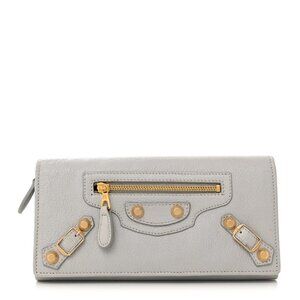Balenciaga Chevre Giant 12 Gold Hardware Wallet Gris Cement